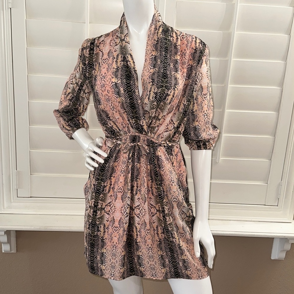 Bar III Snakeskin print blouson mini dress